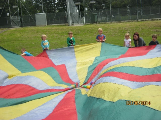 Parachute Games on the field at Noah's Ark.